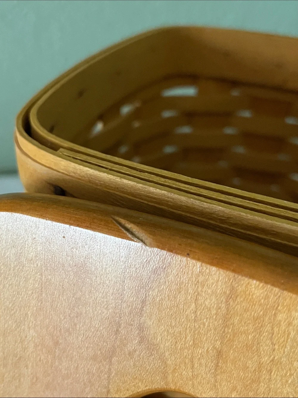 Vintage 1992 Longaberger Tall Tissue Basket with removable Wood Lid